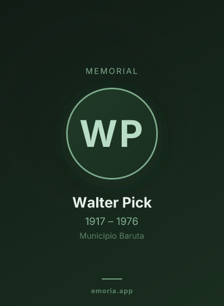 Memorial portrait of Walter Pick