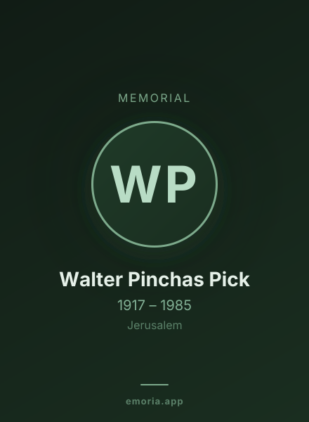 Memorial portrait of Walter Pinchas Pick