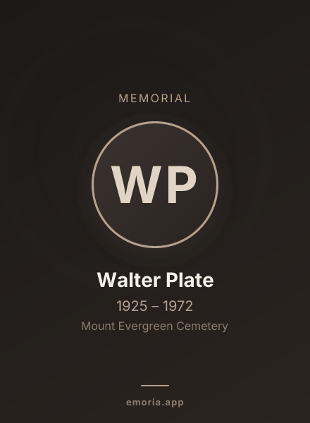 Memorial portrait of Walter Plate