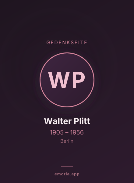 Gedenkportrait von Walter Plitt