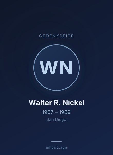Gedenkportrait von Walter R. Nickel