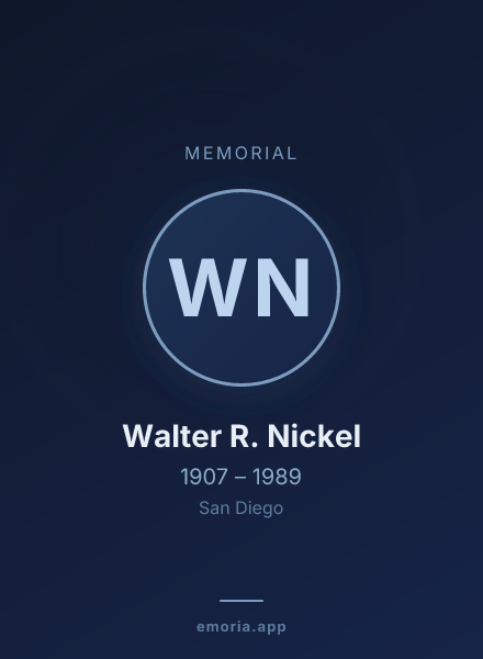 Memorial portrait of Walter R. Nickel