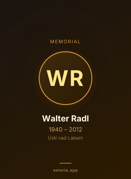 Memorial portrait of Walter Radl
