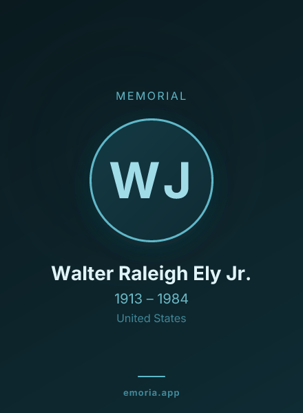 Memorial portrait of Walter Raleigh Ely Jr.