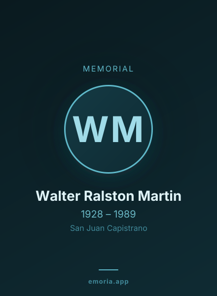 Memorial portrait of Walter Ralston Martin