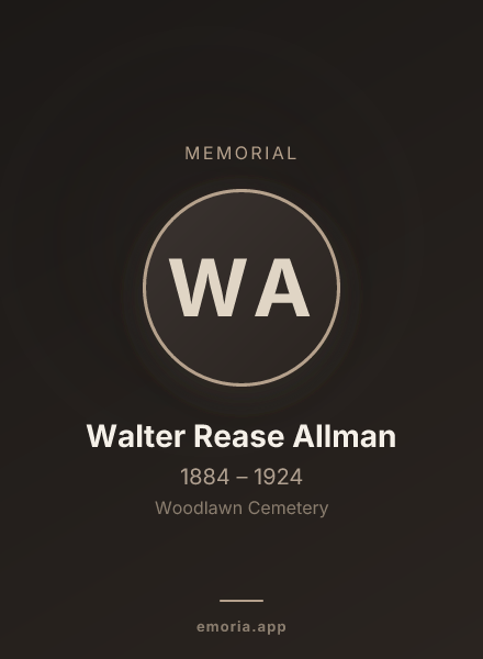 Memorial portrait of Walter Rease Allman