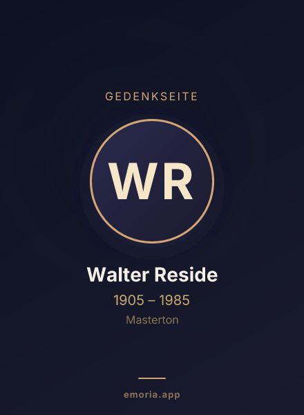 Gedenkportrait von Walter Reside