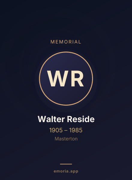 Memorial portrait of Walter Reside