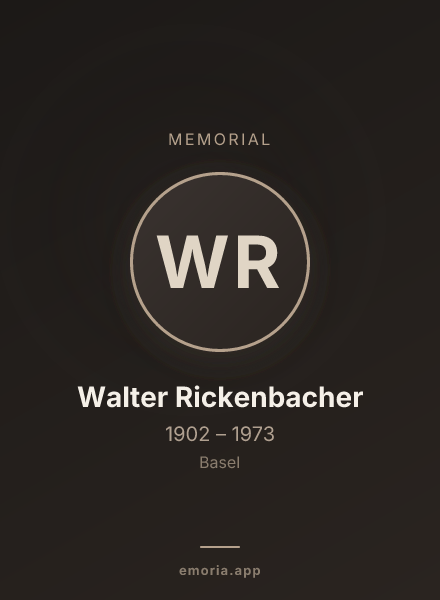 Memorial portrait of Walter Rickenbacher
