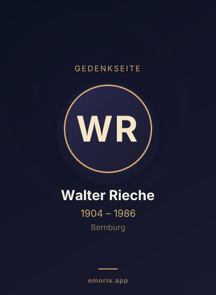 Gedenkportrait von Walter Rieche