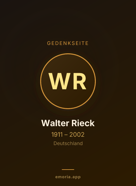 Gedenkportrait von Walter Rieck