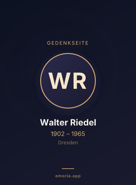 Gedenkportrait von Walter Riedel