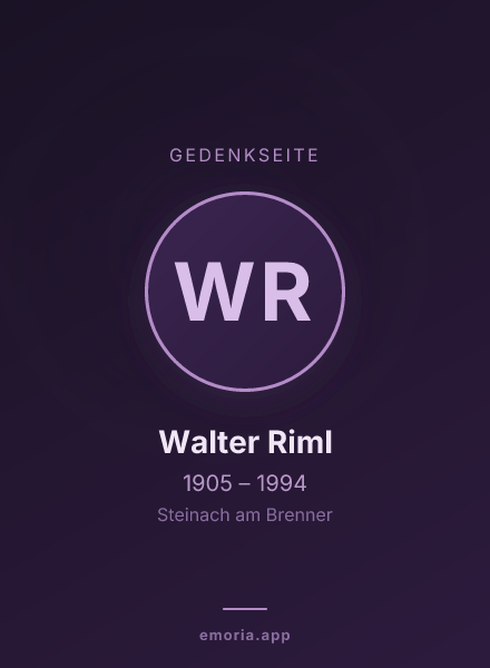 Gedenkportrait von Walter Riml