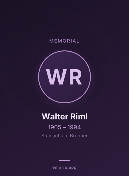 Memorial portrait of Walter Riml