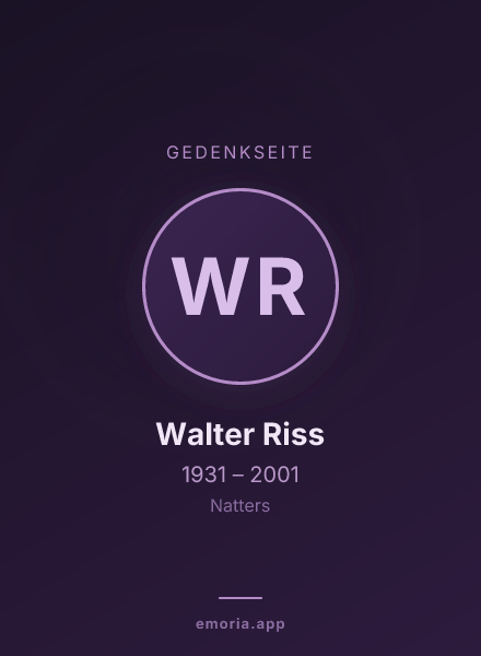 Gedenkportrait von Walter Riss