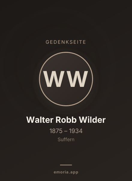 Gedenkportrait von Walter Robb Wilder
