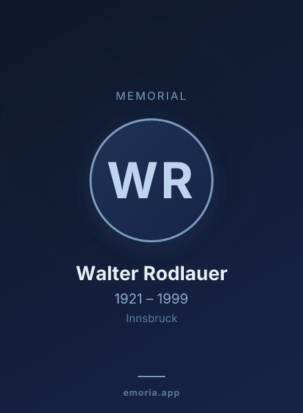 Memorial portrait of Walter Rodlauer