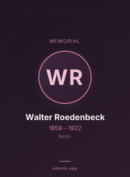Memorial portrait of Walter Roedenbeck