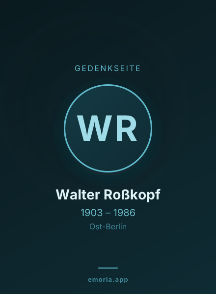 Gedenkportrait von Walter Roßkopf