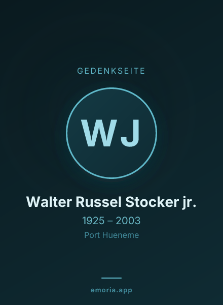 Gedenkportrait von Walter Russel Stocker jr.