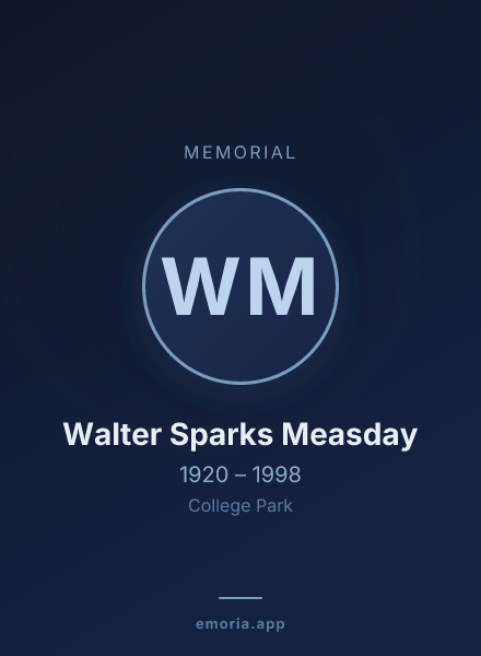 Memorial portrait of Walter Sparks Measday