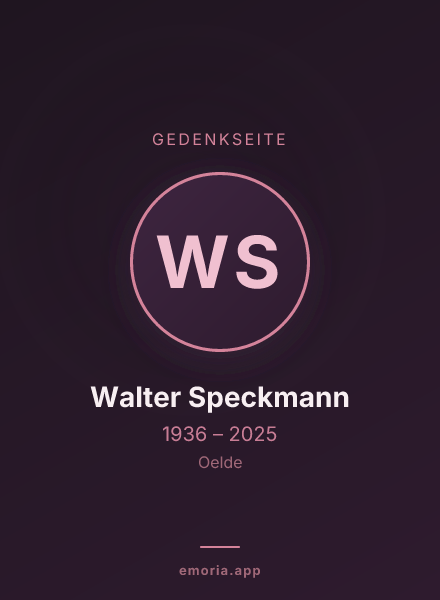 Gedenkportrait von Walter Speckmann