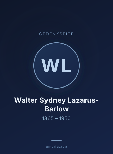 Gedenkportrait von Walter Sydney Lazarus-Barlow