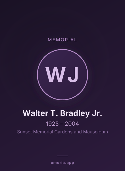 Memorial portrait of Walter T. Bradley Jr.
