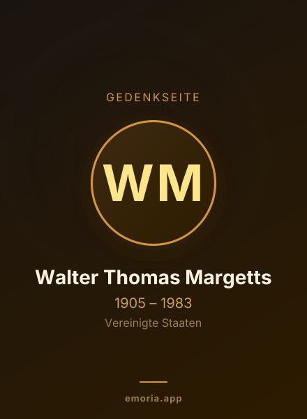 Gedenkportrait von Walter Thomas Margetts