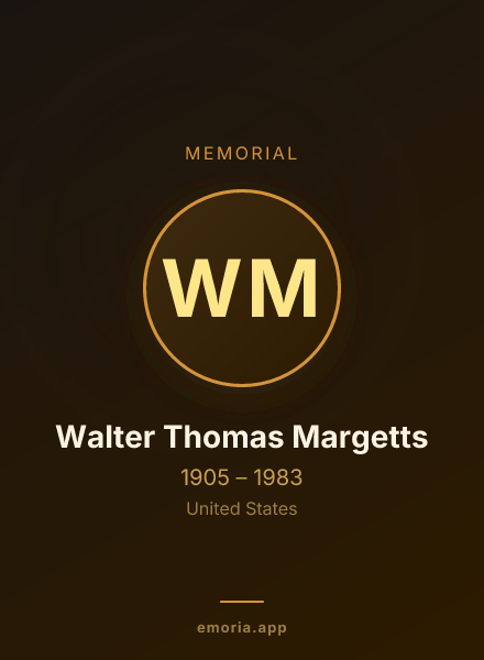 Memorial portrait of Walter Thomas Margetts