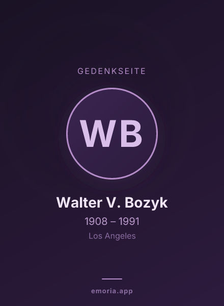 Gedenkportrait von Walter V. Bozyk