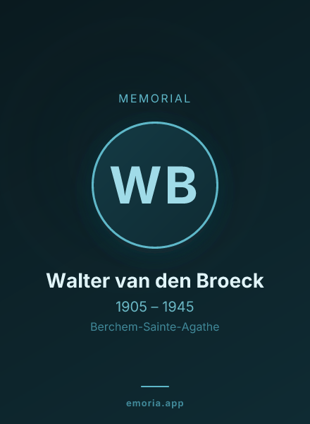 Memorial portrait of Walter van den Broeck