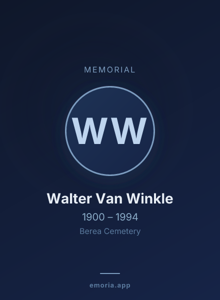 Memorial portrait of Walter Van Winkle
