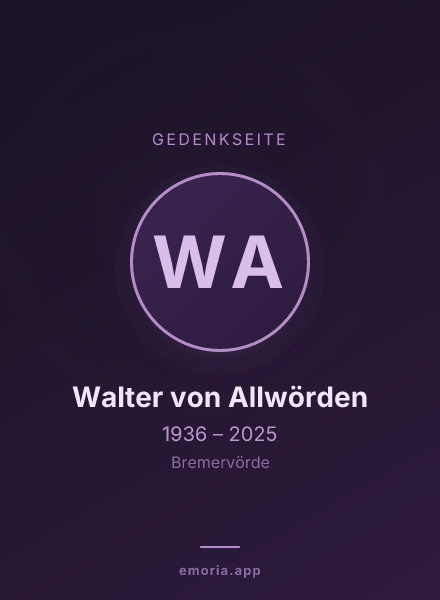 Gedenkportrait von Walter von Allwörden