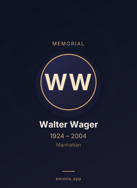 Memorial portrait of Walter Wager