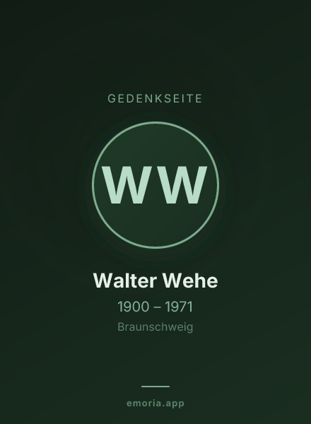 Gedenkportrait von Walter Wehe
