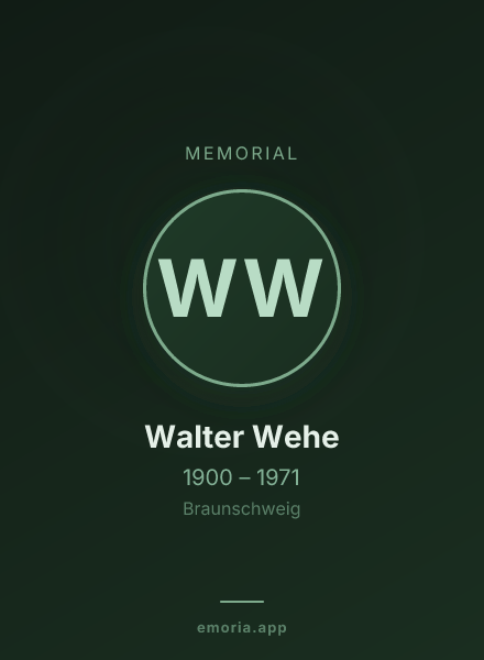 Memorial portrait of Walter Wehe