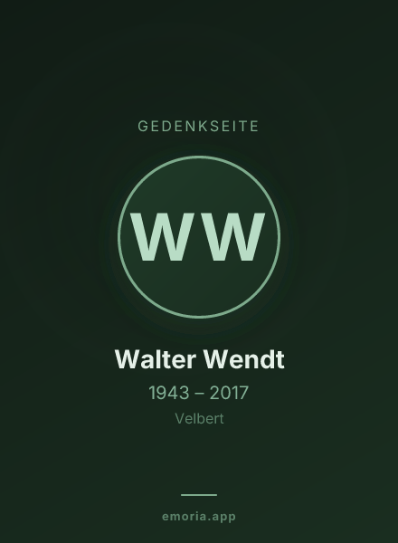 Gedenkportrait von Walter Wendt