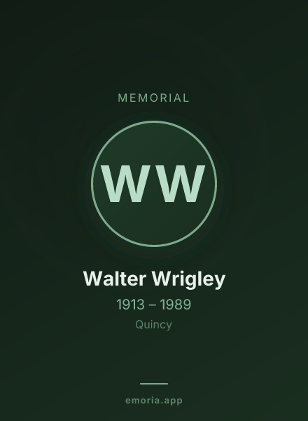 Memorial portrait of Walter Wrigley
