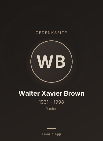 Gedenkportrait von Walter Xavier Brown