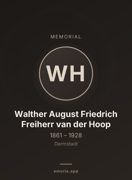Memorial portrait of Walther August Friedrich Freiherr van der Hoop
