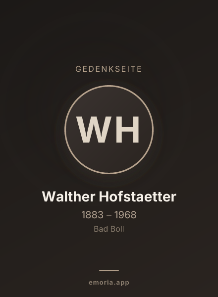 Gedenkportrait von Walther Hofstaetter