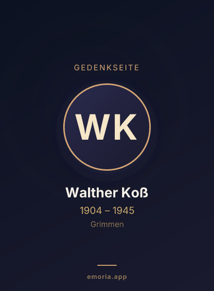 Gedenkportrait von Walther Koß