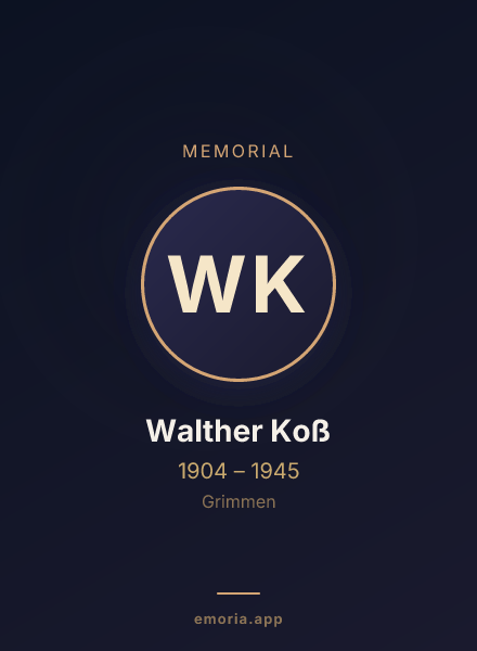 Memorial portrait of Walther Koß