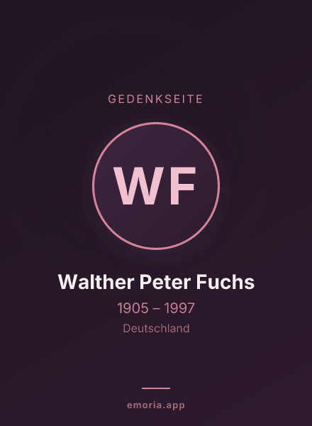 Gedenkportrait von Walther Peter Fuchs