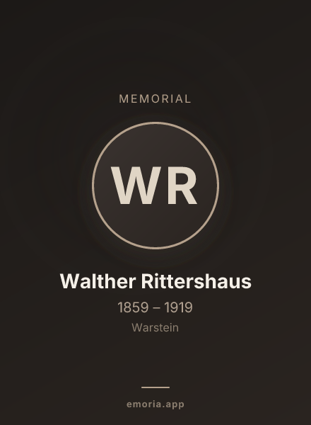 Memorial portrait of Walther Rittershaus