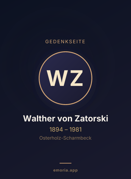 Gedenkportrait von Walther von Zatorski