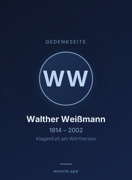 Gedenkportrait von Walther Weißmann