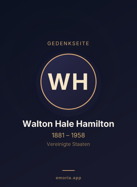 Gedenkportrait von Walton Hale Hamilton