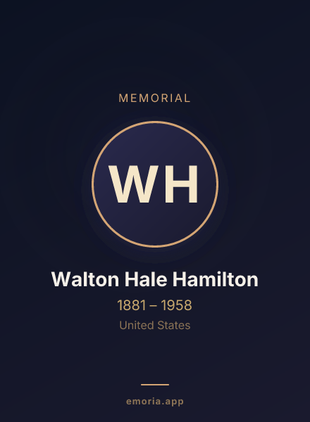 Memorial portrait of Walton Hale Hamilton